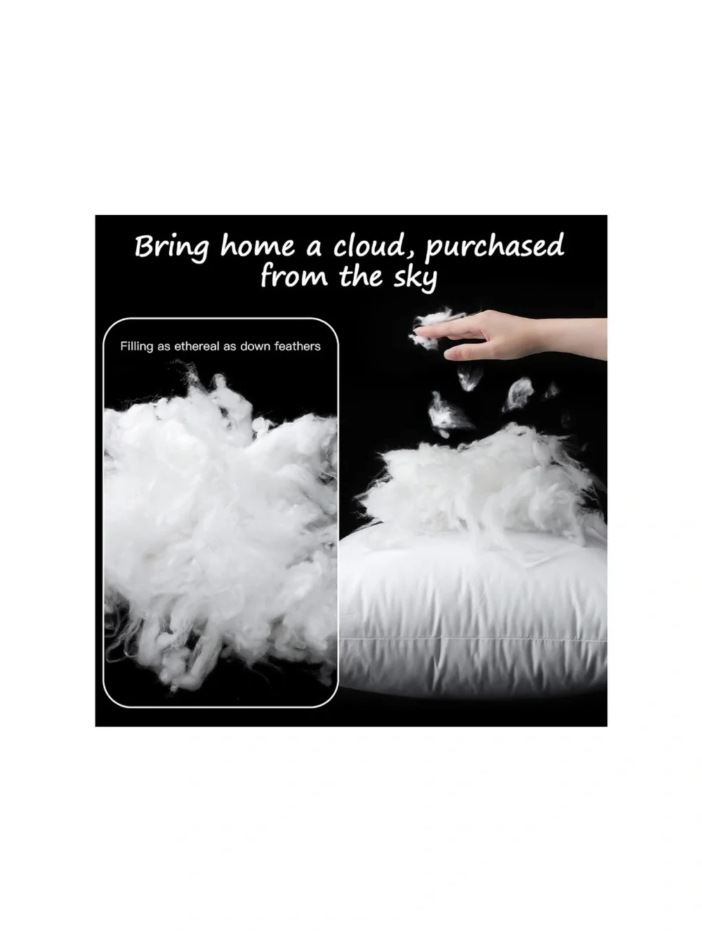 Synthetic Down Pillow Insets SQUARE 18x18” WHITE (Pack of 2)